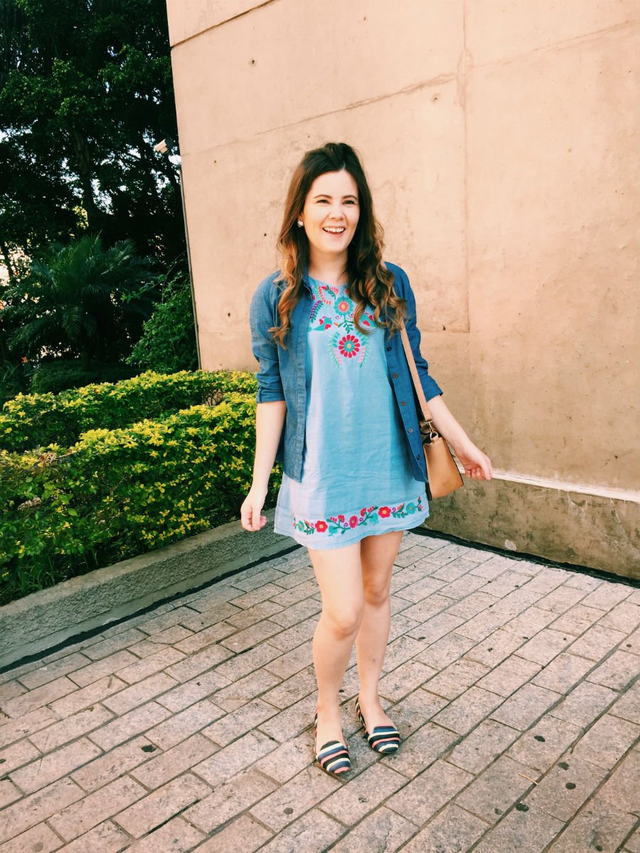 vestidos jeans bordados a mao