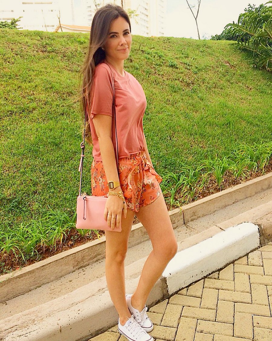 look do dia com bolsa rose